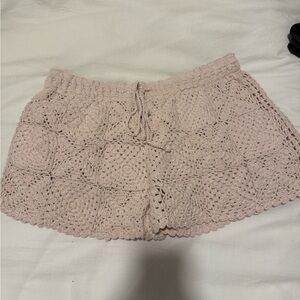 Lucky Brand Crochet Knit Shorts in Soft Beige